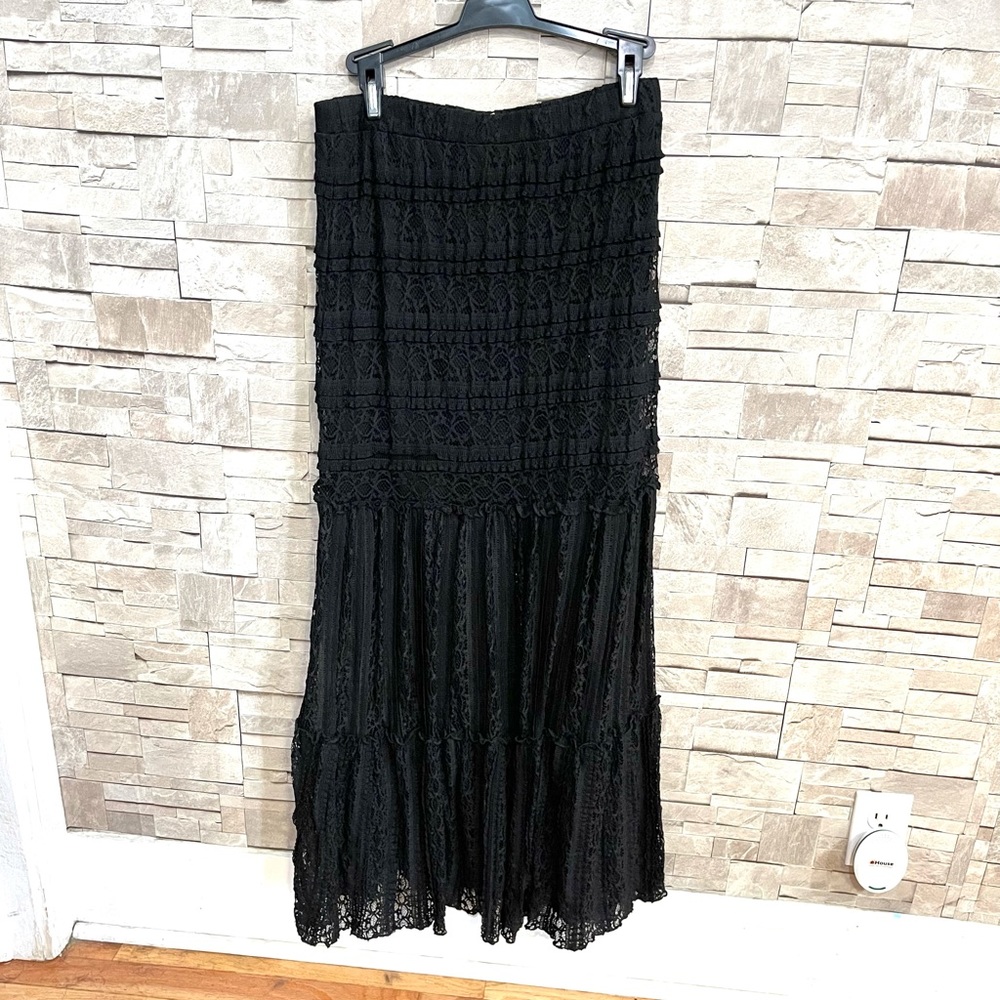 Black lace maxi skirt